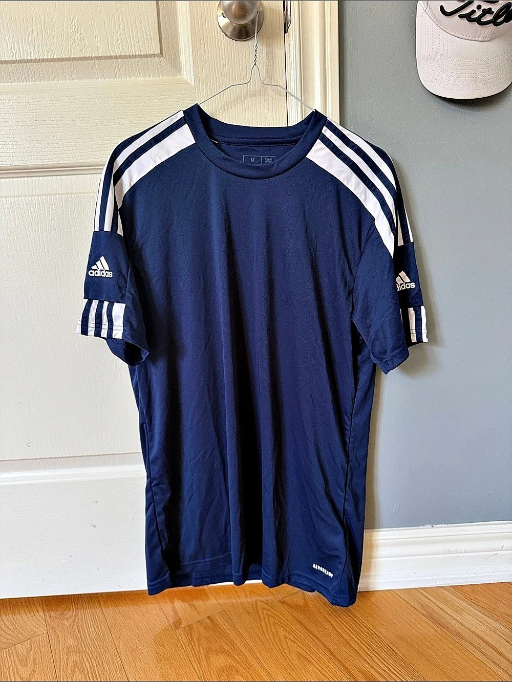 adidas Squadra 21 Jersey/ Work Out Shirt - Men's Short Sleeve Tee Blue & White -